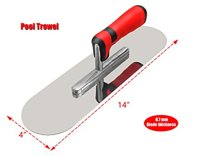 Stainless Steel Concrete Finishing Tools Set, Flat & Pool Trowel