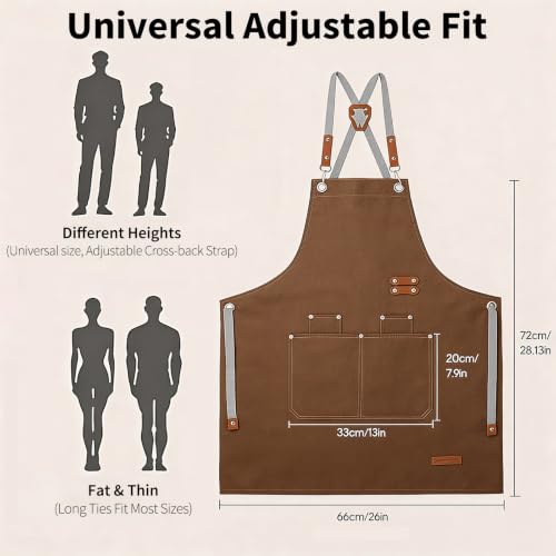 KTMOUW 2 Pack Chef Apron for Men Women with Large Pockets, Adjustable Apron - color: Coffee
