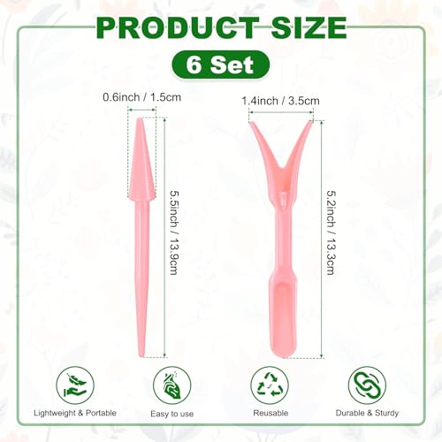 M METERXITY 12-Pack Mini Garden Hand Succulent Transplanting Tools, Plastic Seedlings Dibber Sowing Digging for Repotting/Lawn Maintenance/Plant Care, Small Gardening Tools [Pink] - color: Pink
