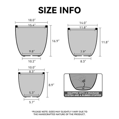 Kante 3-Pack 18" 14" 10" W Round CON Gray Concrete Planters - color: Light Gray, size: Set of 3: 10/14/18-Inch Dia