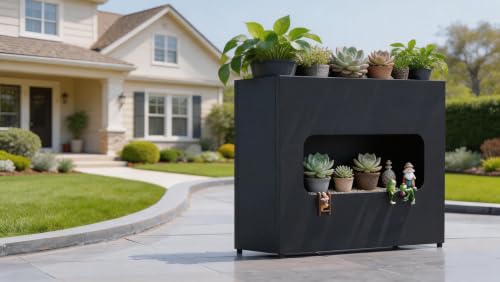 Metal Outdoor Planter Box 36INx12INx28IN - color: Black