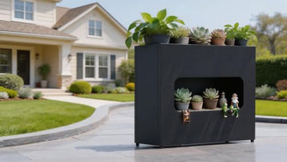 Metal Outdoor Planter Box 36INx12INx28IN - color: Black