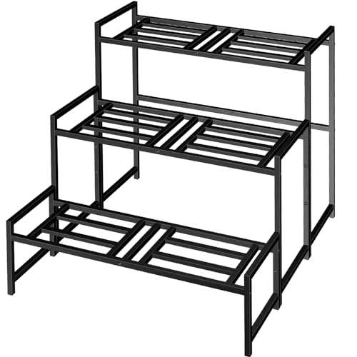 Plant Stand Indoor Outdoor, 3-Tier Stackable Wrought Iron Plant Stands - size: 24''