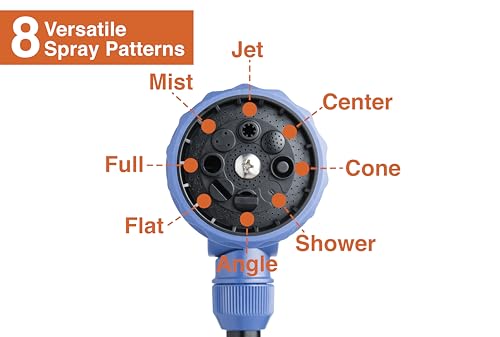 with Corvid Adjustable Thumb Control Garden Watering Wand, 19-24 Inch Telescoping Hose Nozzle 8 Spray Patterns, Heavy-Duty Zinc & Aluminum for Precise Watering and Cleaning