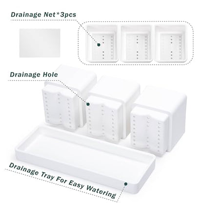 D'vine Dev Plastic Herb Garden Planter Set, White, 76-V-A-1 - color: White, size: 12"