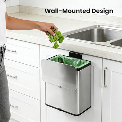 Kitchen Compost Bin with Lid, 2.1 Gal Countertop & Under Sink Trash Can