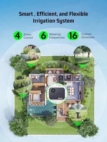 Smart Sprinklers Controller 2.4GHz WiFi, Irrigation Controller Easy Use App Enabled, 4 Zones + 16 Plans, Save Water Auto Skip Rain, Freeze & Wind, 10 Minutes Install - color: Deep Grey