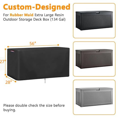 56 In Outdoor Storage Deck Box Cover for Rubber Maid Container Bin 134 Gal