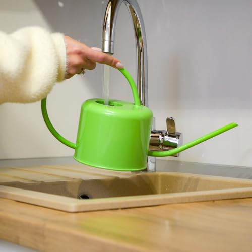 Plexon Long Spout Watering Can Indoor Plants, 40 oz Small Watering Can Pot Metal for Garden Flowers House Plants Mini, Powder Coated,Gift for Mom Girlfriend Daughter, Green - color: Green, 40 Oz