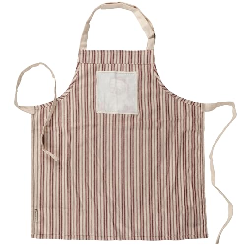 Primitives by Kathy Merry Santa Apron, Santa face stitched art panel and Red Christmas inspired stripe pattern - Full Coverage with Adjustable Neck & Waist - Nostalgic Holiday Kitchen Accessory - color: Merry Santa