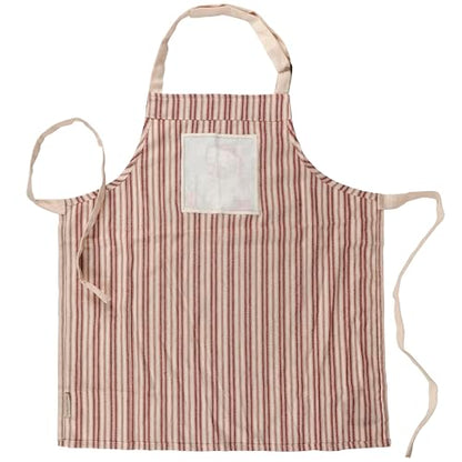 Primitives by Kathy Merry Santa Apron, Santa face stitched art panel and Red Christmas inspired stripe pattern - Full Coverage with Adjustable Neck & Waist - Nostalgic Holiday Kitchen Accessory - color: Merry Santa