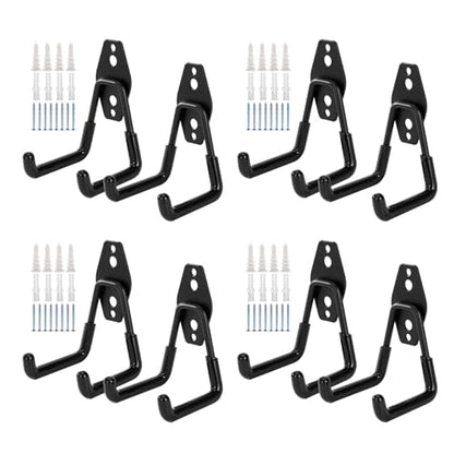 8 Pack Garage Hooks Heavy Duty, Garage Tool Organizer Wall Mount - color: 8 Pack/Black
