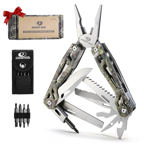MOSSY OAK 21-in-1 Multitool, Stainless Steel Pliers with Pocket Knife - color: 22-in-1, Camo