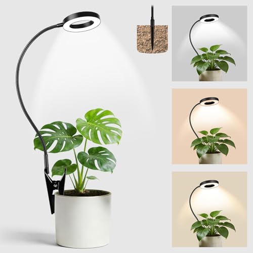 LORDEM Grow Lights for Indoor Plants, 2 in 1 Full Spectrum Plant Light with 360° Gooseneck, 48 LEDs, Auto Timer 6/8/12/16H, 3 Lighting Modes,5 Brightness Levels for Small Plants, Black - color: Black, size: 1 Pack