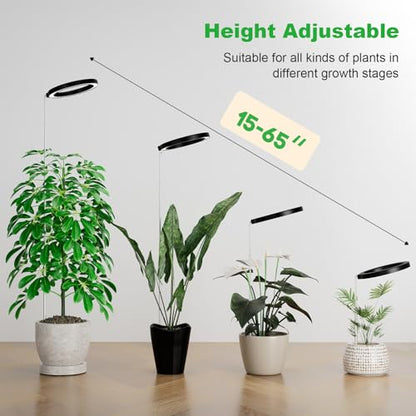 10" Grow Lights for Large Indoor Plants, Full Spectrum Indoor Plant Light - color: Black