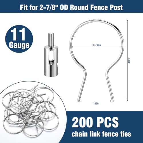 200 Pcs 11 Gauge Twist Fence Ties for 2-7/8'' OD Posts with Drill Chuck - size: 2-7/8''