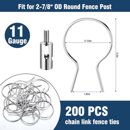 200 Pcs 11 Gauge Twist Fence Ties for 2-7/8'' OD Posts with Drill Chuck - size: 2-7/8''