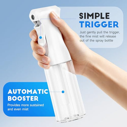 3 Pack Continuous Spray Bottle for Hair, 6.8 OZ Ultra Fine Mister Sprayer - color: 3 Pack White, size: (3-Pack)-6.8 Oz