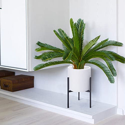 D'vine Dev Cylinder Planter Pot with Metal Stand, White, 8 in, 96-T-A-1 - color: White, size: Small 8 Inch