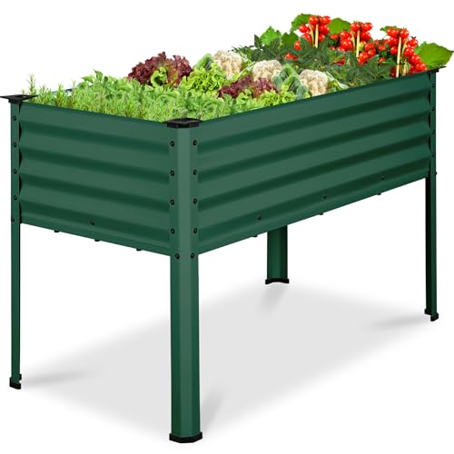 Best Choice Products 48x24x30in Galvanized Raised Garden Bed, Metal Elevated Planter Box, Vegetable Garden for Backyard, Patio, Balcony, 100% Non Toxic Materials - Dark Green - color: Dark Green, size: 48x24x30in