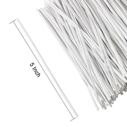 300 pcs 5 inches White Plastic Twist Ties, Cable Ties, for Bags, Gardening Tools - color: White
