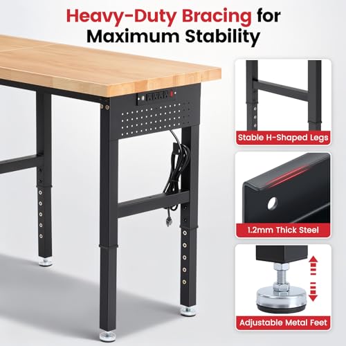 ENJOYWOOD 84" Heavy Duty Workbench, 5000 LBS Capacity Adjustable Height - size: 84" Standard