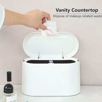 SUBEKYU Mini Trash Can with Lid,Small Desk Garbage Can,White 0.5 Gal - color: White 0.5 Gal with Lid