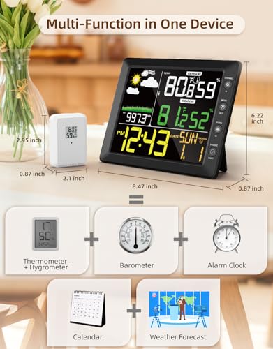 DOOMAY Wireless Weather Station, Indoor Outdoor Thermometer, Weather Clock