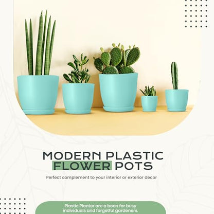 Plant Pots Indoor with Drainage, 10 Pack Multi-Size Planters Set, Aqua - color: Aqua, size: Pack of 10