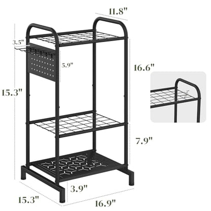 Garden Tool Organizer with Hooks, Steel Yard Storage Holder,Broom Holder - style: Rack with Hooks