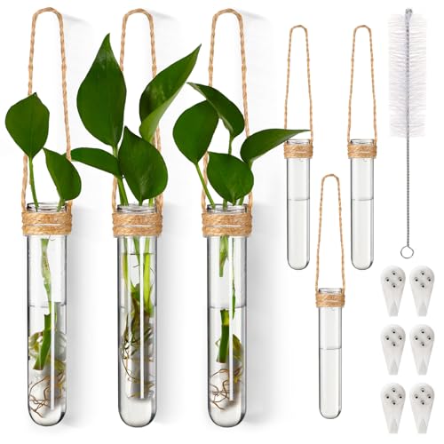 Baderke 6 Pack Plastic Hanging Propagation Station Tubes, Natural Color - color: Natural Color