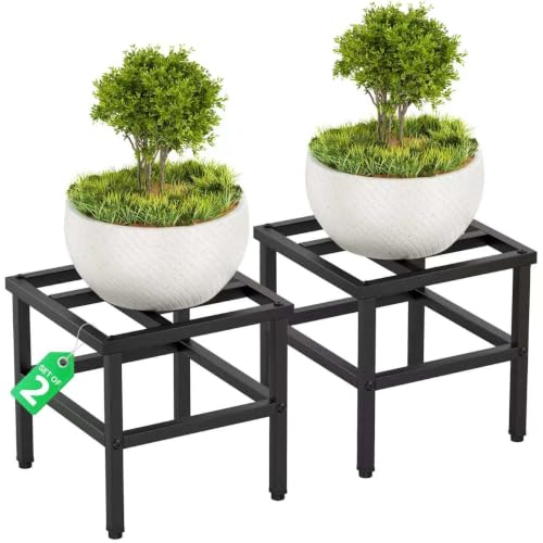 Detukna Plant Stand Indoor Outdoor, 12" Heavy Duty Metal Plant Stand, 2Pack - color: 2 Pack
