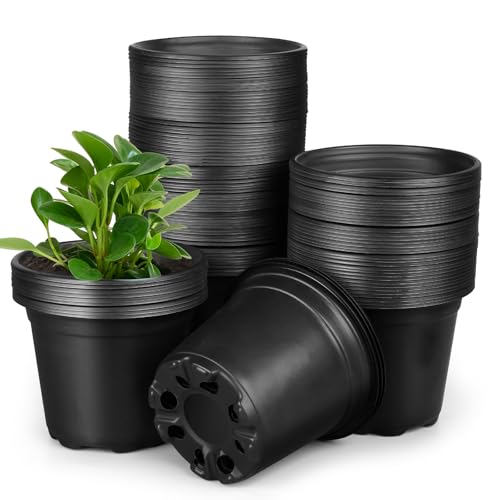 4 5 6 Inch Nursery Pots, 110 Packs Plastic Plant Pot with Drainage Hole, Seedling Starter Pots for Succulents (6 Inch) - size: 6 Inch-110 Pack