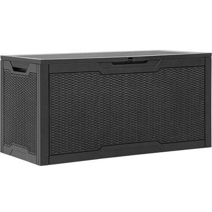 YITAHOME 100 Gallon Resin Deck Box - color: Black, size: 100 gallon