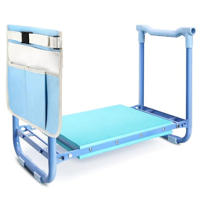 Garden Kneeler and Seat Heavy Duty, Foldable Gardening Stool Bench - color: Blue