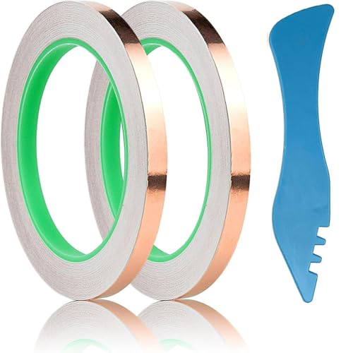 wonderway Double Sided Conductive Copper Foil Tape for Stained Glass Welding, Electrical Repairs 2Pcs (7/32 inch) - color: 7/32 inch