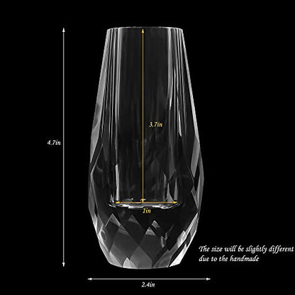 Kitcom Small Flower/Bud Crystal Vase Decorative Vases for Home or Wedding, Outline Dimensions W2.4''xH4.7'', Clear with Gift Box - size: Small