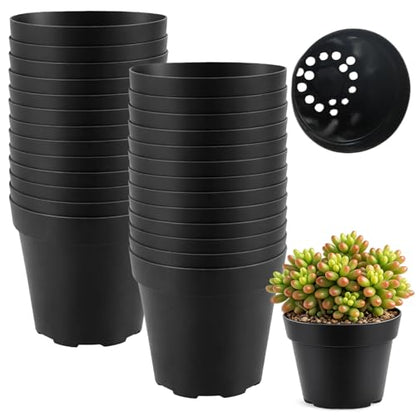 25 Packs Nursery Pots for Plants 4 Inch Seedling Pots with Drainage Holes - size: 4 Inch