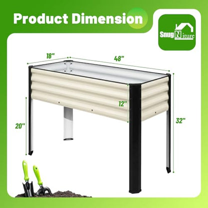 SnugNiture Raised Garden Bed with Legs, 48×18×32in, 2 Pack, White - color: White, size: 48×18×32in(2PCS)