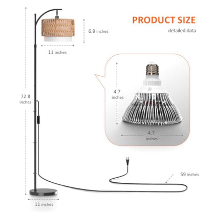Bstrip Standing Grow Light for Indoor Plants, 65-72.8in Adjustable Height