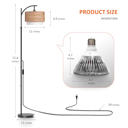 Bstrip Standing Grow Light for Indoor Plants, 65-72.8in Adjustable Height