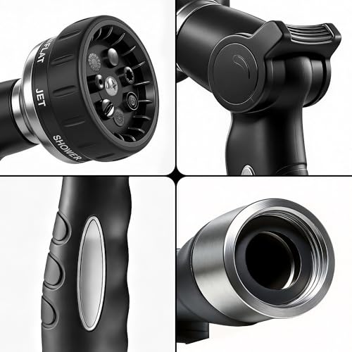 LAWN SOCIAL Metal Garden Hose Nozzle, High Pressure - color: Black