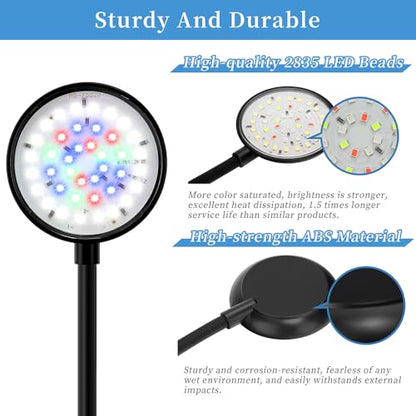 DaToo Mini Clip On Aquarium Light 7W Dimmable Small Fish Tank Light USB Moving Lamp with White Red Blue Green LED for 1 to 3 Gallon Tanks - size: Clip Light With Dimmer