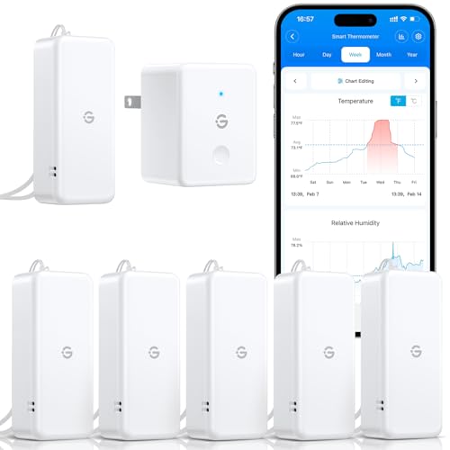 GoveeLife 2.0 WiFi Hygrometer Thermometer with Gateway, Mini Sensor 6-Pack - style: BT Gateway + 6 Sensor