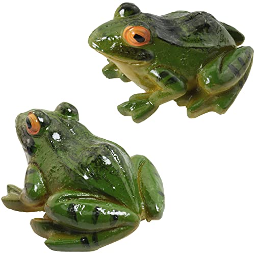 2pcs Resin Simulation Frog Statue Animal Sculpture 6.5x5.5x3.8cm for Home Garden Backyard Outdoor Decoration