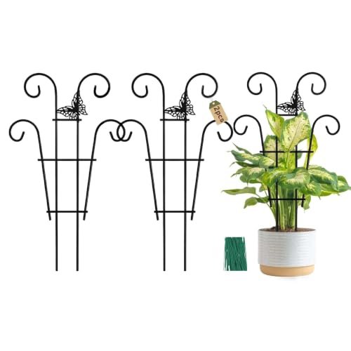 Coomin Indoor Plant Trellis for Potted Plants with Buttrtflies, 14.5in 2p - size: 14.5in(H)/2p butterflies
