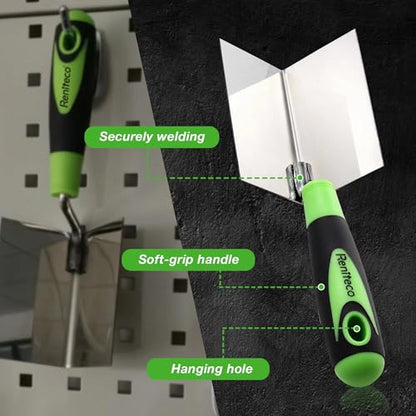 Reniteco 2PCS Drywall Corner Trowel Set – Inside/Outside, Stainless Steel