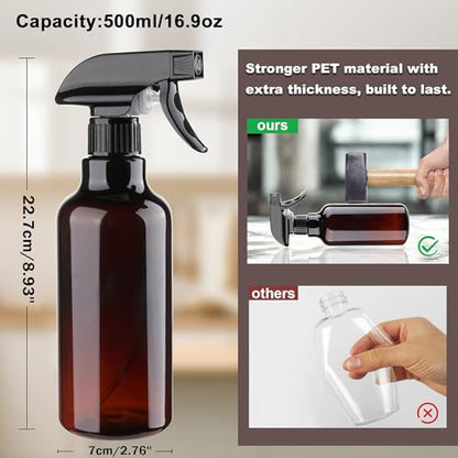 12oz/350ml Plastic Spray Bottles 1 Pack, Adjustable Mist/Stream - color: 16.9oz-Brown