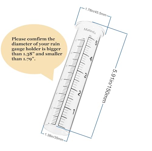 5" Capacity Rain Gauge Glass Replacement Tube, Lip Design, Great for Yard Garden Outdoor Home (1 Pack) - style: 1 Pack