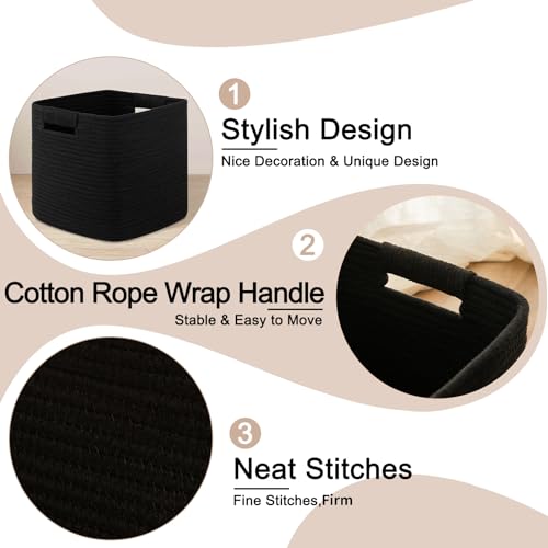 OIAHOMY Storage Cubes 11 Inch Storage Bins 3-Pack Square Baskets Black - color: Black